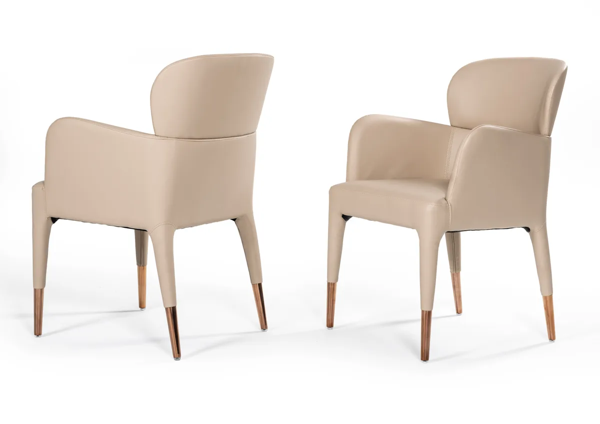 Modrest Ogden Modern Beige & Rosegold Dining Armchair - Image 2