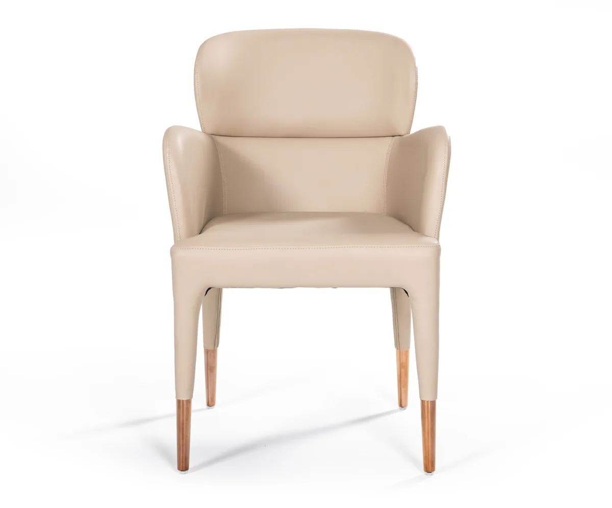 Modrest Ogden Modern Beige & Rosegold Dining Armchair - Image 3