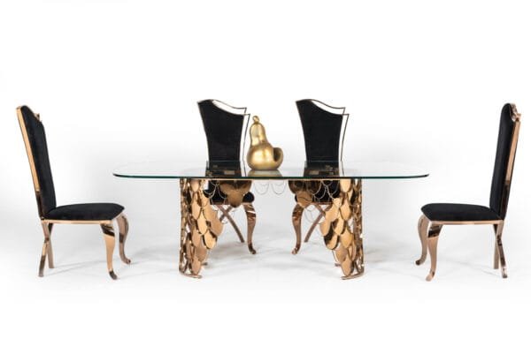 Modrest Bonnie Transitional Black Velvet & Rosegold Dining Chair (Set of 2) - Image 3