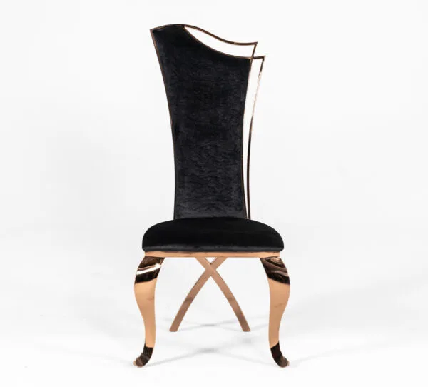 Modrest Bonnie Transitional Black Velvet & Rosegold Dining Chair (Set of 2) - Image 5