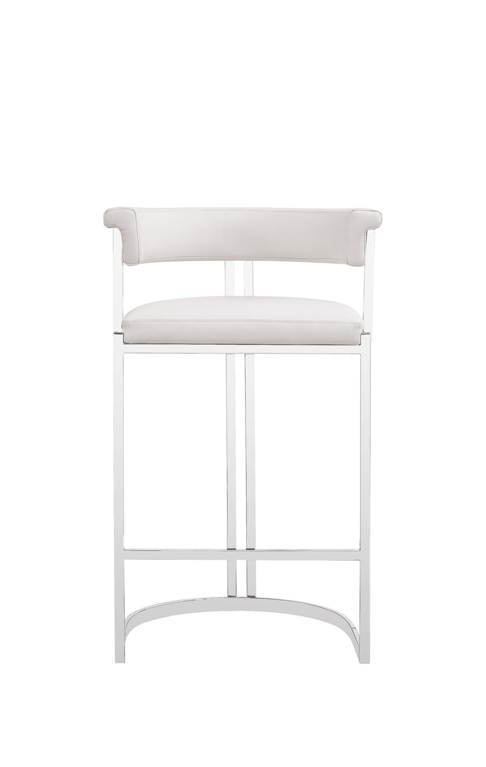 Modrest Munith - Modern White Vegan Leather + Stainless Steel Counter Chair 1 Modrest Munith - Modern White Vegan Leather + Stainless Steel Counter Chair