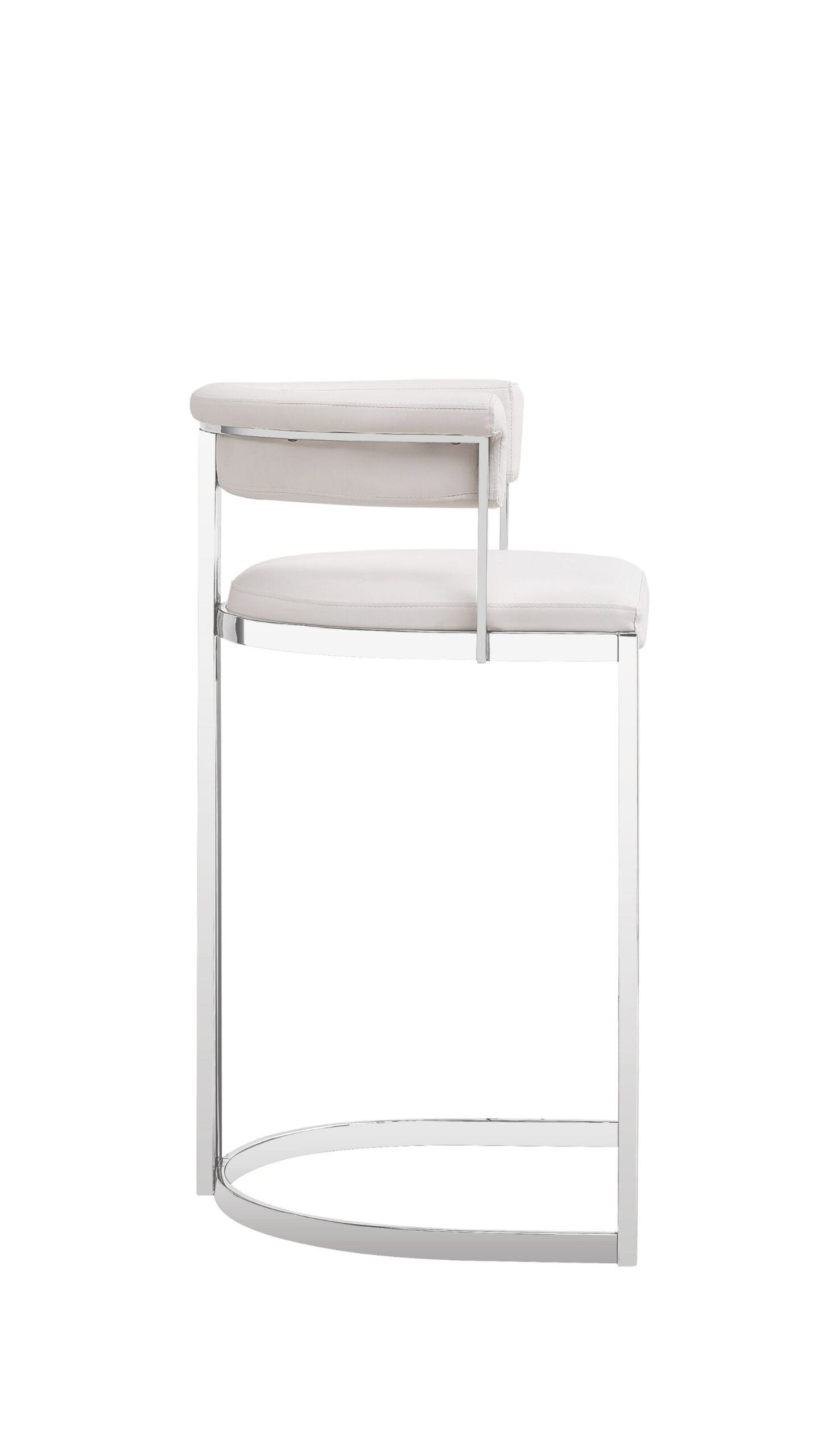 Modrest Munith - Modern White Vegan Leather + Stainless Steel Counter Chair 3 Modrest Munith - Modern White Vegan Leather + Stainless Steel Counter Chair - Image 3