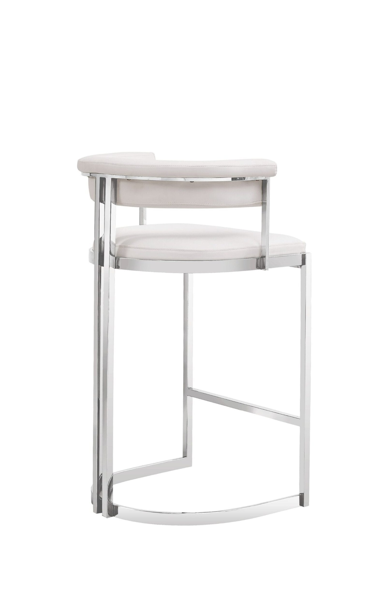 Modrest Munith - Modern White Vegan Leather + Stainless Steel Counter Chair 4 Modrest Munith - Modern White Vegan Leather + Stainless Steel Counter Chair - Image 4