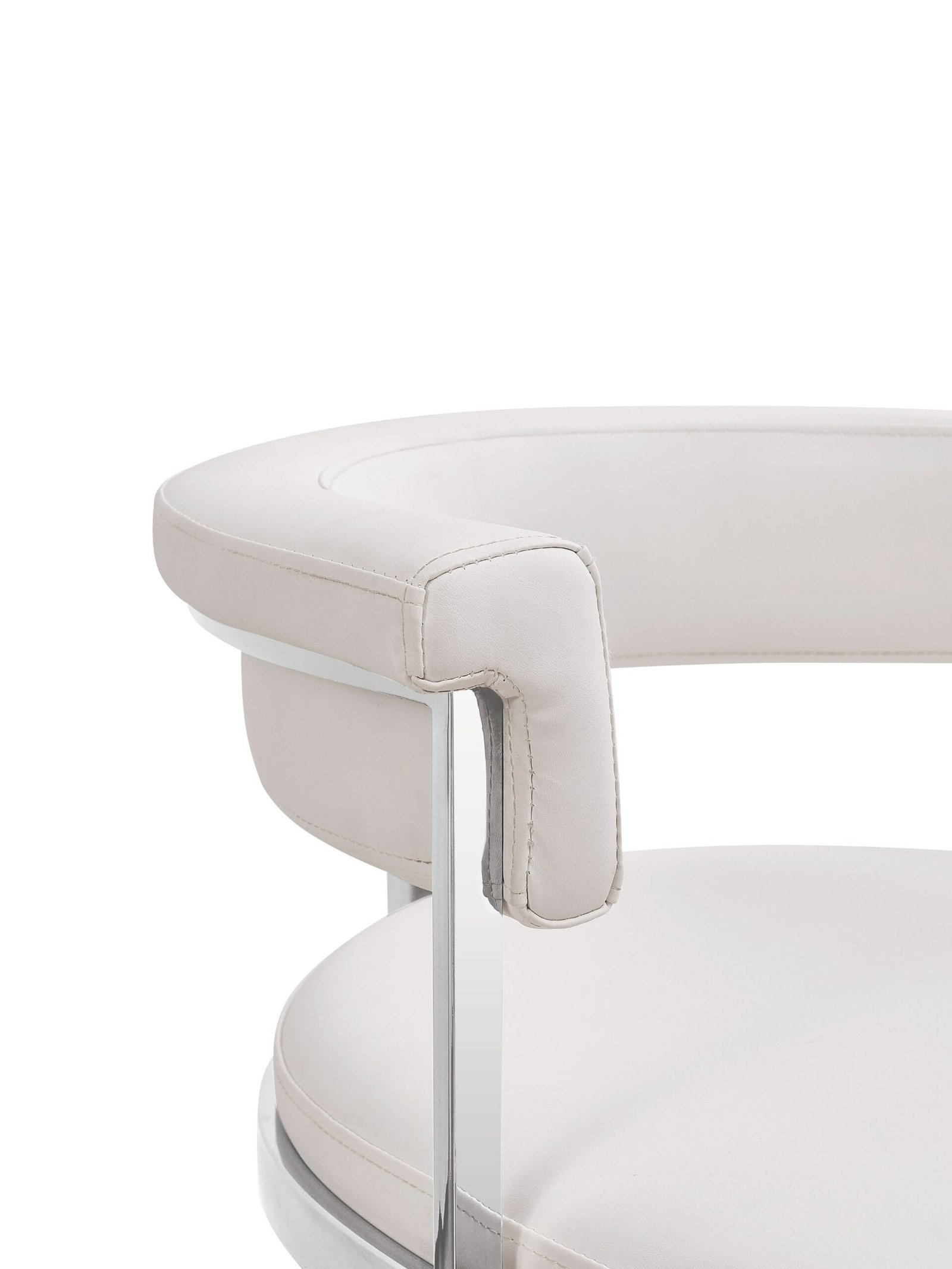 Modrest Munith - Modern White Vegan Leather + Stainless Steel Counter Chair 5 Modrest Munith - Modern White Vegan Leather + Stainless Steel Counter Chair - Image 5