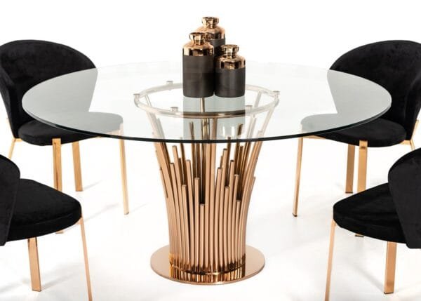 Modrest Paxton Modern Round Glass & Rosegold Dining Table - Image 2