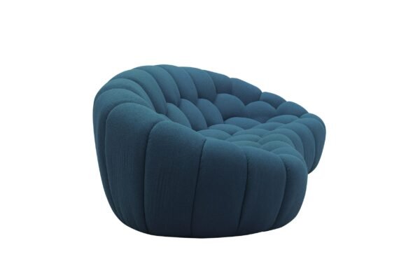 Divani Casa Yolonda - Modern Curved Dark Teal Fabric Loveseat - Image 2