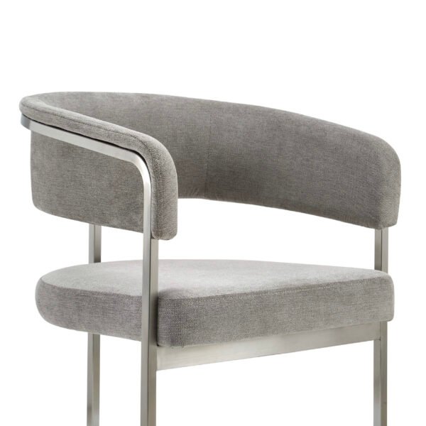 Modrest Sebastian - Modern Grey Fabric + Stainless Steel Dining Chair - Image 3