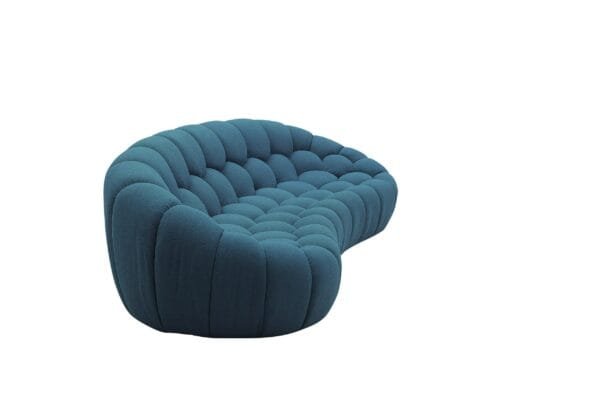 Divani Casa Yolonda - Modern Curved Dark Teal Fabric Sofa - Image 2