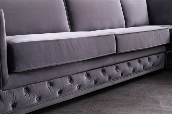 Divani Casa Jean - Modern Grey Velvet Sectional Sofa - Image 3