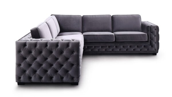 Divani Casa Jean - Modern Grey Velvet Sectional Sofa - Image 2