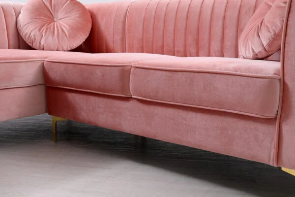 Divani Casa - Rachel Modern Pink Velvet Left Facing Sectional Sofa - Image 2
