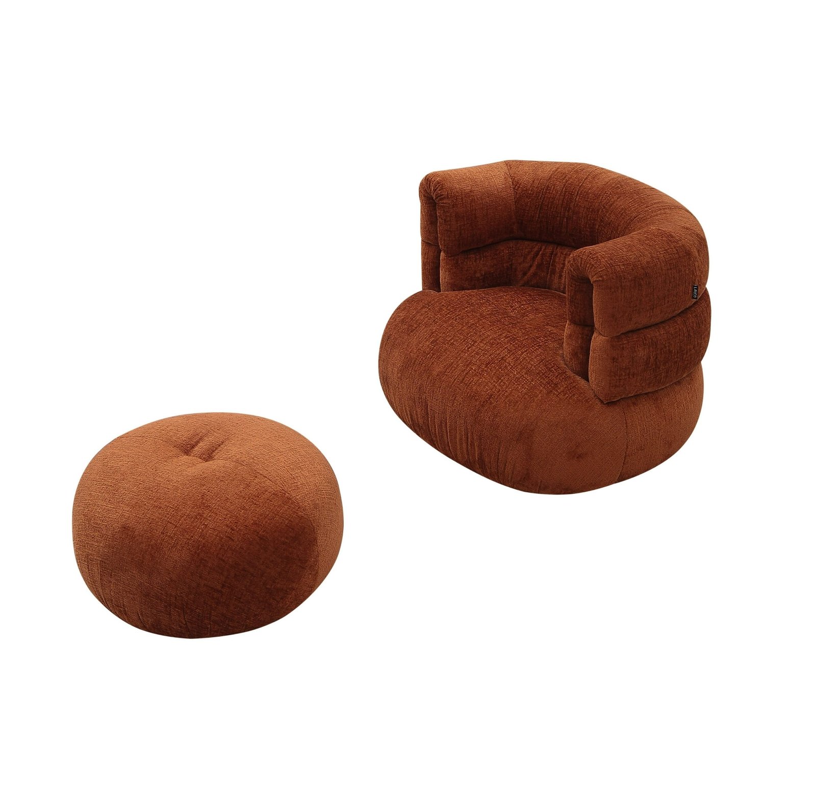 Divani Casa Shay - Modern Burnt Orange Fabric Accent Chair + Ottoman - Image 3