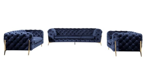 Divani Casa Sheila Modern Dark Blue Fabric Sofa Set - Image 4