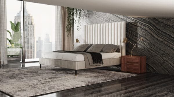 Modrest Hemlock - Contemporary White Fabric  Bed - Image 2