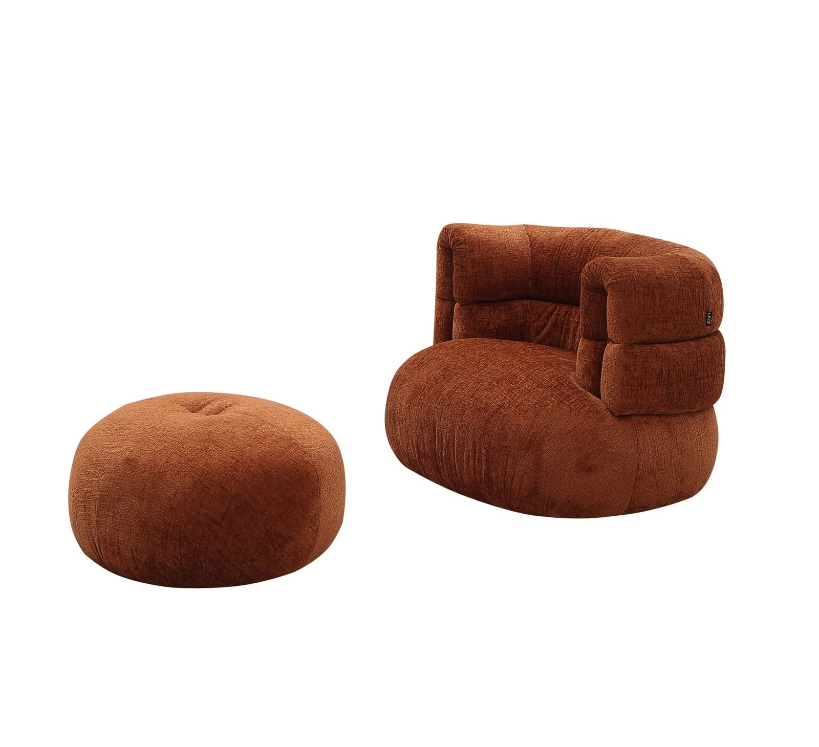 Divani Casa Shay - Modern Burnt Orange Fabric Accent Chair + Ottoman