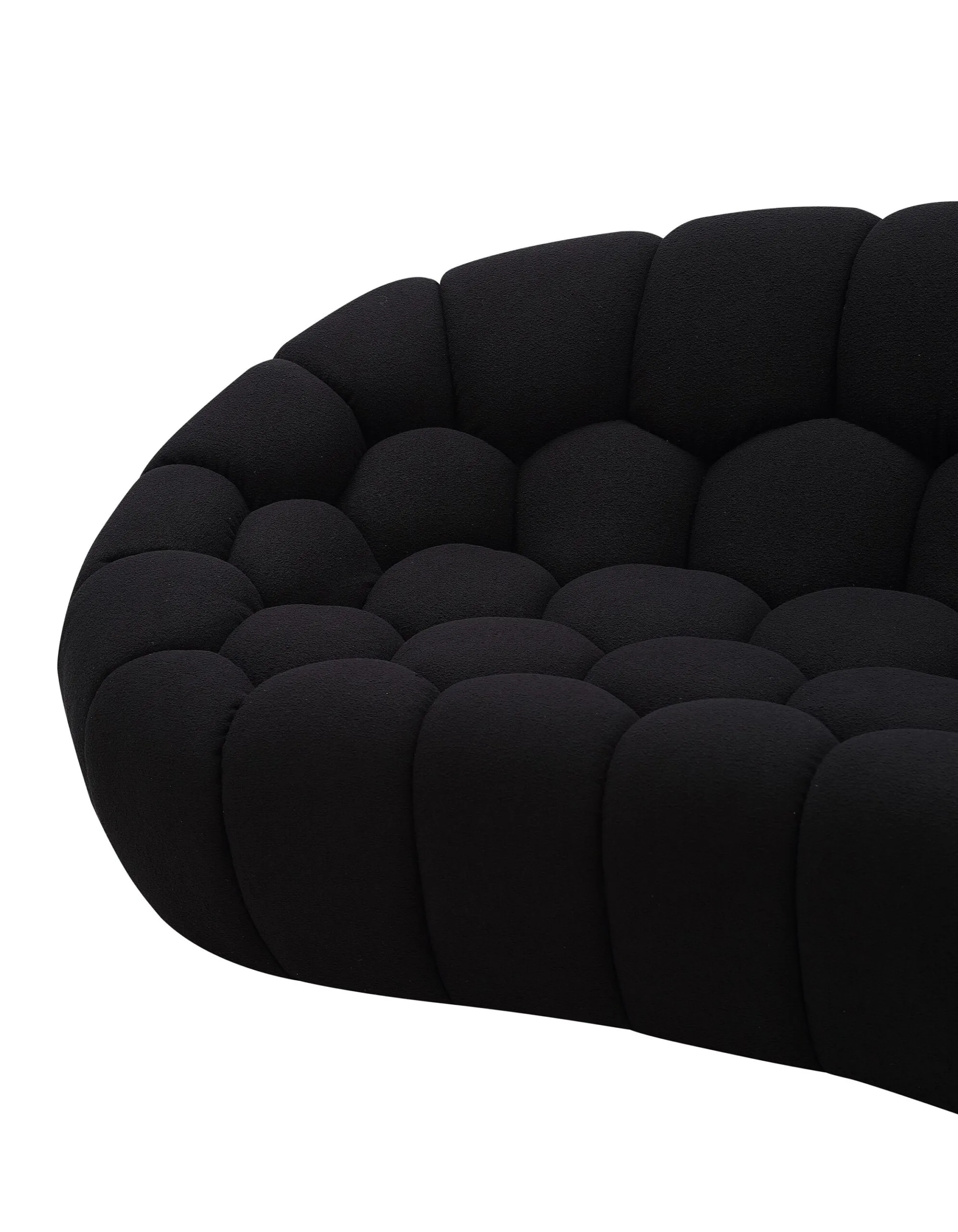 Divani Casa Yolonda - Modern Curved Black Fabric Loveseat - Image 3