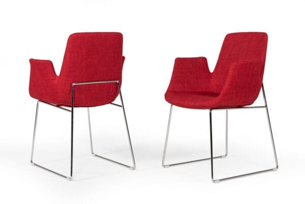 Modrest Altair Mid-Century Red Fabric Dining Chair - Image 2