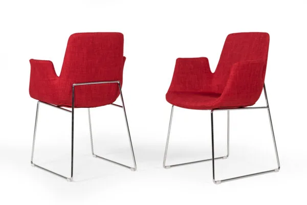 Modrest Altair Mid-Century Red Fabric Dining Chair - Image 2