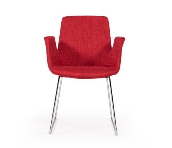 Modrest Altair Mid-Century Red Fabric Dining Chair - Image 3