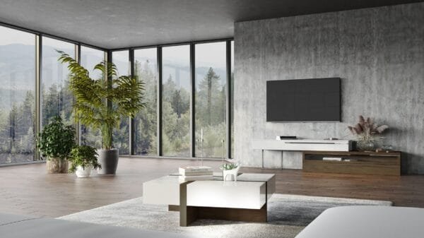Modrest Makai Modern White & Walnut Square Coffee Table - Image 3