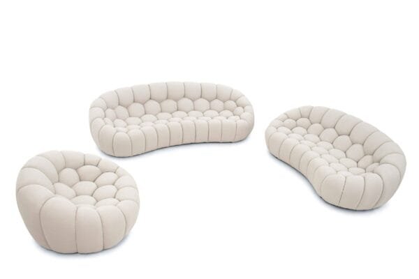 Divani Casa Yolonda - Modern Curved Beige Fabric Loveseat - Image 4