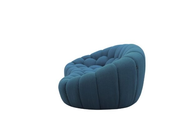 Divani Casa Yolonda - Modern Curved Dark Teal Fabric Loveseat - Image 3