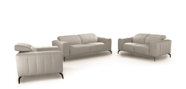 Divani Casa Wayne - Modern Light Grey Leather Sofa Set - Image 2