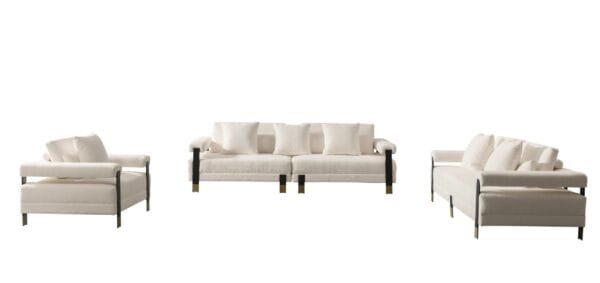 Divani Casa Stratford - Modern Off-White Fabric 3-Seater Sofa - Image 3