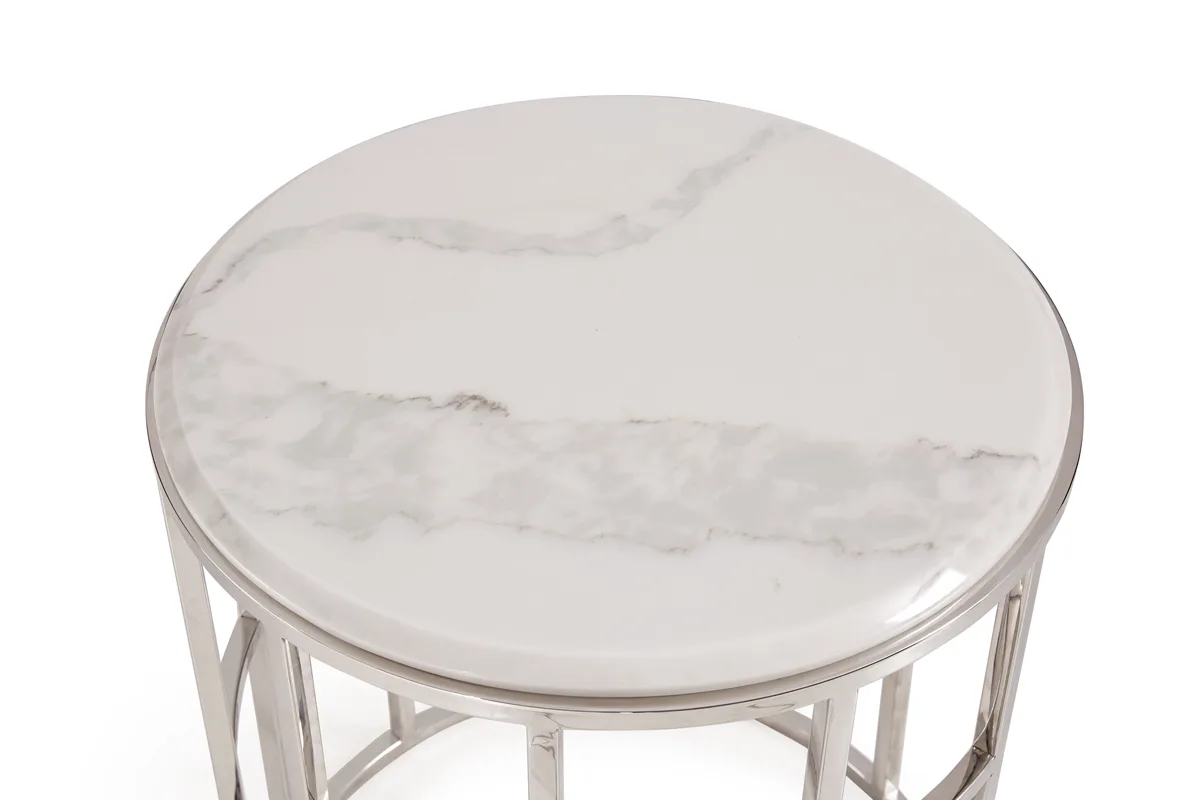 Modrest Silvan Modern Marble & Stainless Steel End Table - Image 3