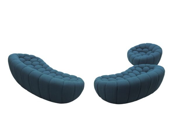 Divani Casa Yolonda - Modern Curved Dark Teal Fabric Sofa Set - Image 3