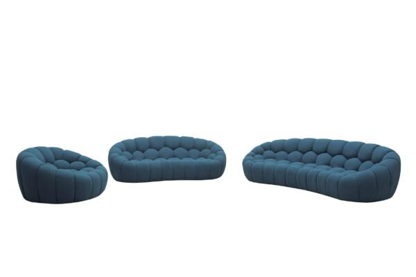 Divani Casa Yolonda - Modern Curved Dark Teal Fabric Sofa Set