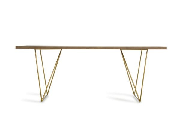 Modrest Marcia Mid-Century Tobacco & Antique Brass Dining Table - Image 2