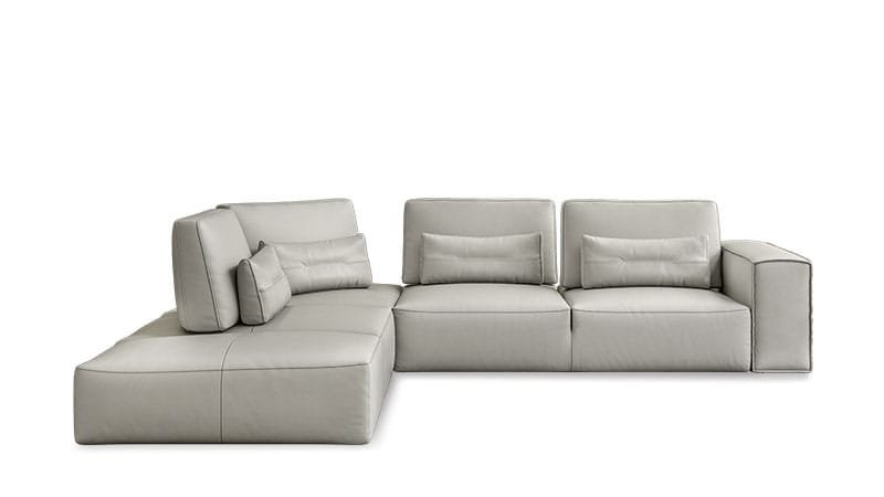 Lamod Italia Hollywood - Italian Light Grey Leather LAF Chaise Sectional Sofa 1 Lamod Italia Hollywood - Italian Light Grey Leather LAF Chaise Sectional Sofa