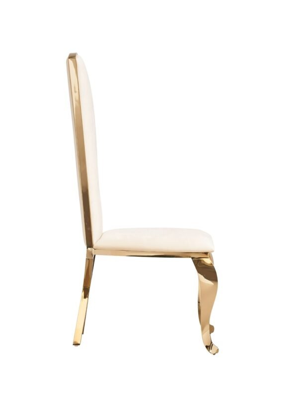 Modrest Bonnie - Modern Beige Velvet & Champagne Gold Dining Chair (Set of 2) - Image 4