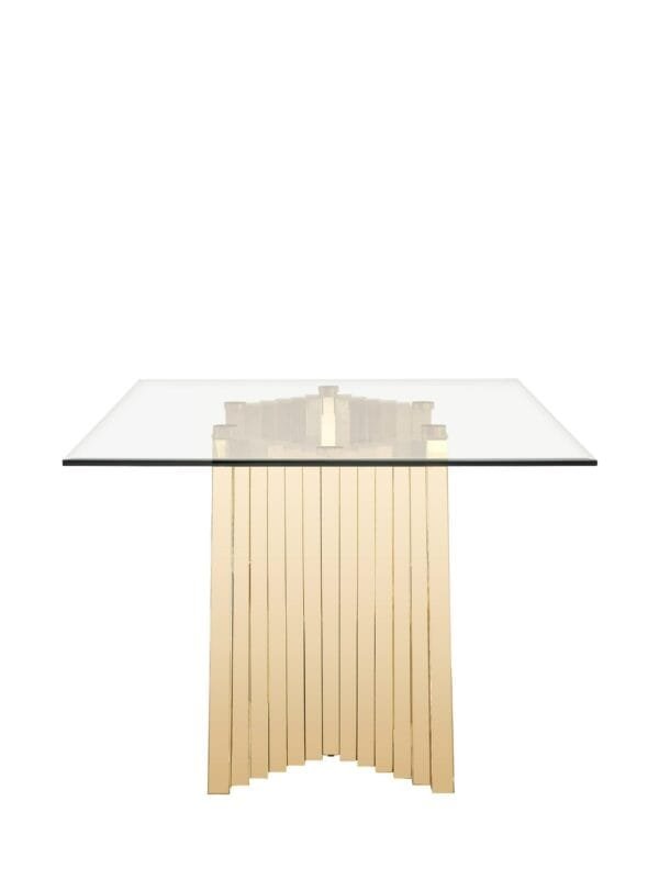 Modrest Buquet - Glam Glass + Champagne Gold Rectangular Dining Table - Image 3