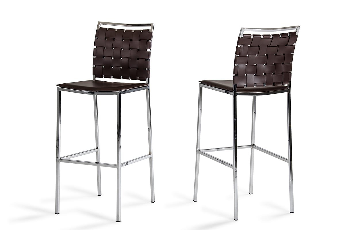 Shasta - Modern Brown Eco-Leather Bar Stool (Set of 2) 4 Shasta - Modern Brown Eco-Leather Bar Stool (Set of 2) - Image 4