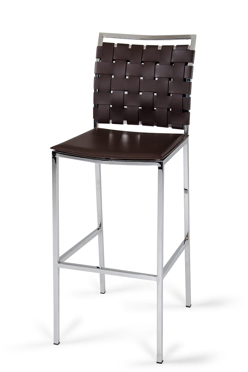 Shasta - Modern Brown Eco-Leather Bar Stool (Set of 2) 1 Shasta - Modern Brown Eco-Leather Bar Stool (Set of 2)