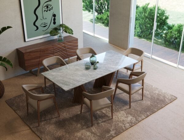 Modrest Clive Mid-Century Taupe & Walnut Dining Chair - Image 5