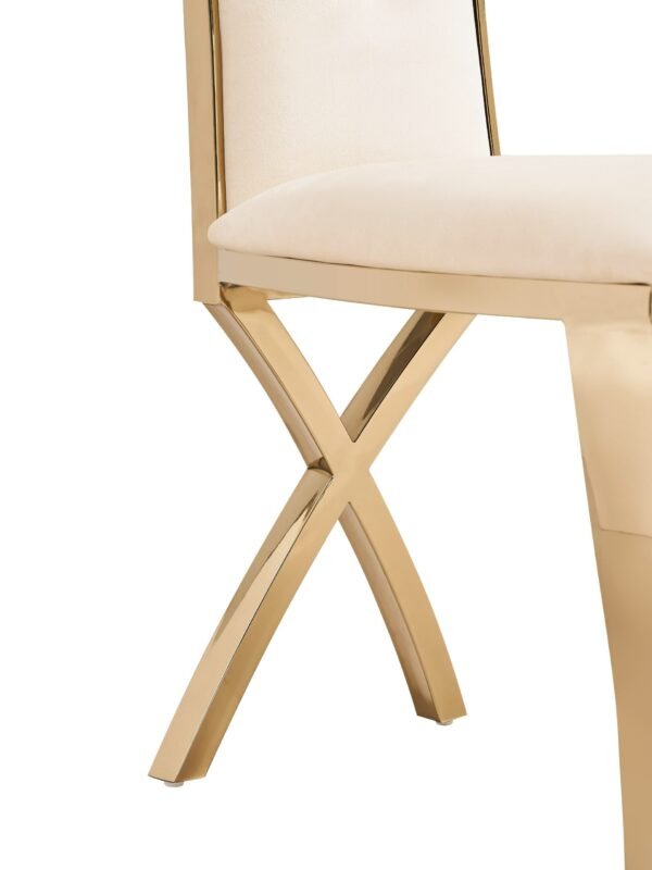 Modrest Bonnie - Modern Beige Velvet & Champagne Gold Dining Chair (Set of 2) - Image 5