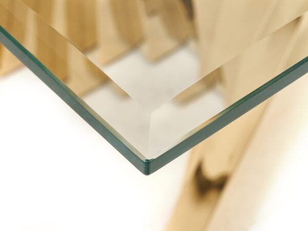 Modrest Buquet - Glam Glass + Champagne Gold Rectangular Dining Table - Image 5