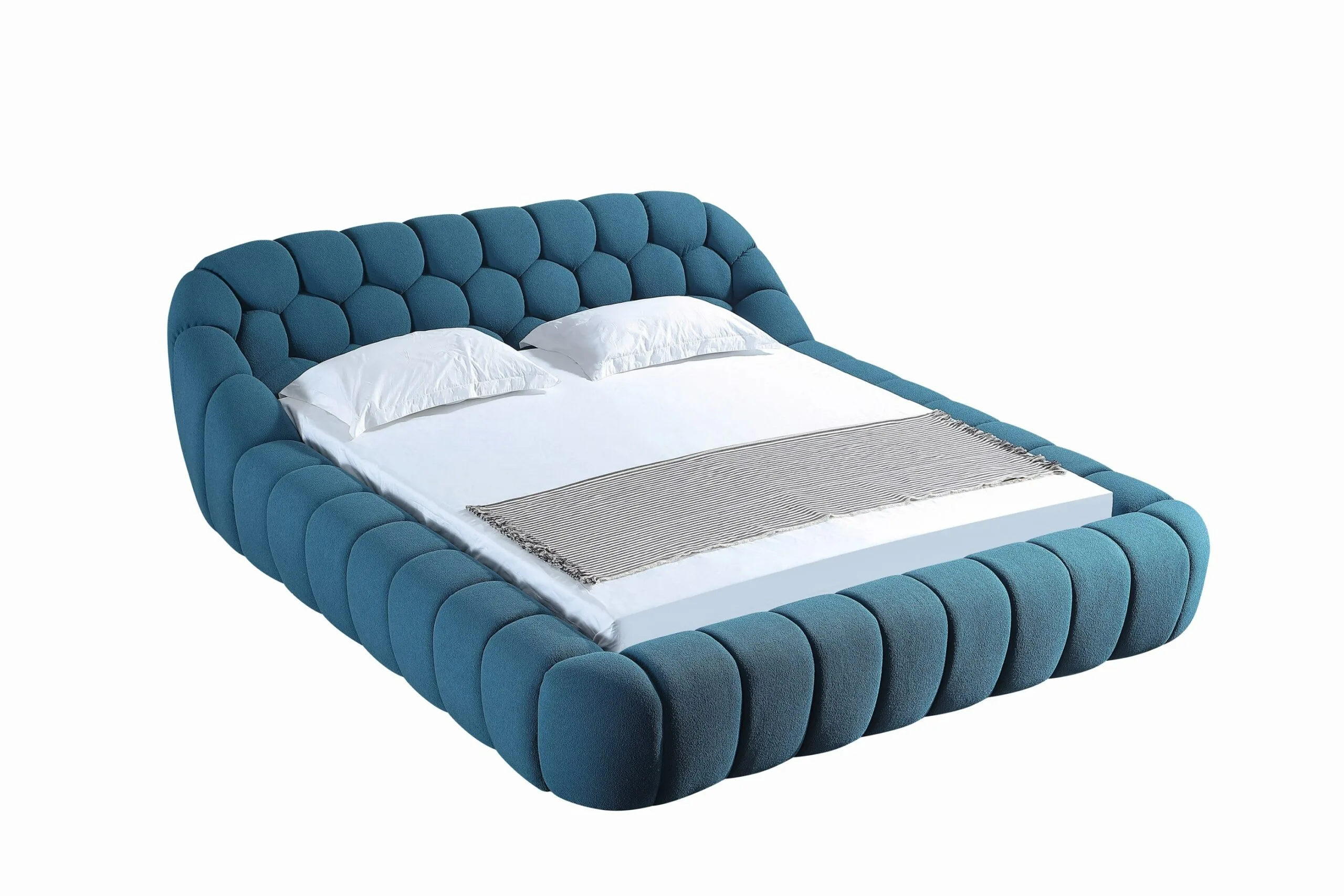 Divani Casa Yolonda - Modern Dark Teal Fabric Bed - Image 2