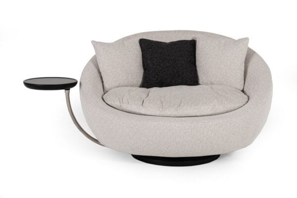 Divani Casa Alba Modern Grey Fabric Chair w/ Tray - Image 3