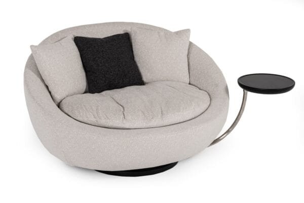 Divani Casa Alba Modern Grey Fabric Chair w/ Tray - Image 2