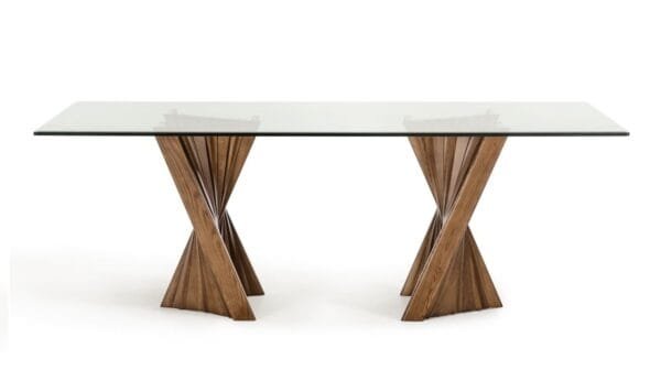 Modrest Corbin Mid-Century Walnut & Glass Dining Table - Image 5