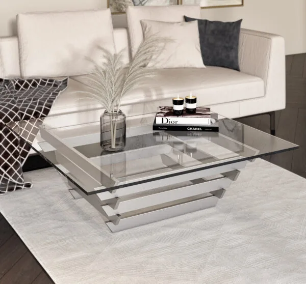 Modrest Upton Modern Square Glass Coffee Table - Image 3
