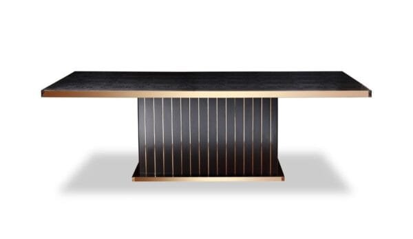A&X Talin Modern Black Crocodile & Rosegold Dining Table - Image 4