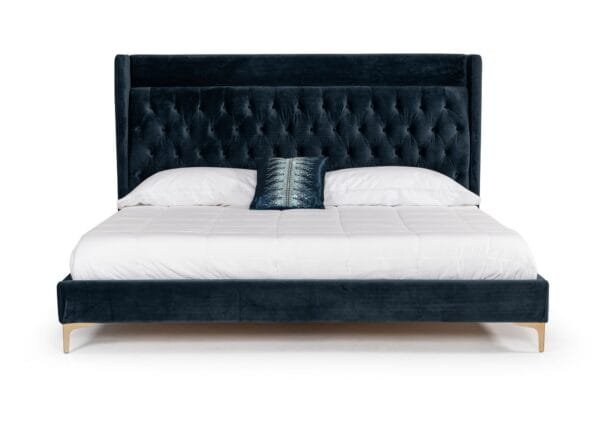 Queen Modrest Wales Modern Blue Fabric Bed - Image 3