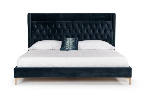 Queen Modrest Wales Modern Blue Fabric Bed - Image 3