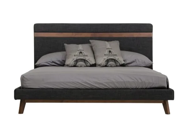 Queen Nova Domus Dali Modern Grey Fabric & Walnut Bed - Image 4