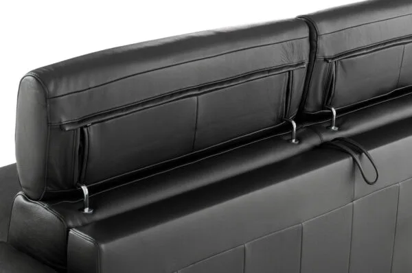 Lamod Italia Sacha - Modern Black Leather Reversible Sectional Sofa Bed with Storage